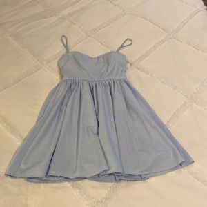Pinstripe Blue and White Spaghetti Strap Mini Dress